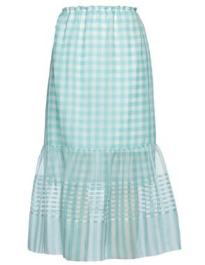 Sportmax Adelchi Silk Midi Skirt in Sky Blue Gingham